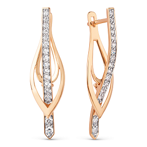 Серьги из красного золота с фианитами