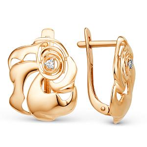 Серьги из красного золота с фианитами