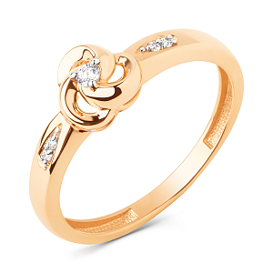 Кольцо из красного золота с фианитами