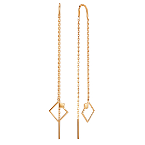 Серьги продевки из красного золота