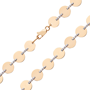 Браслет из красного золота с фианитами