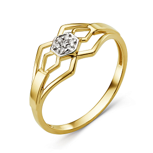 Кольцо из желтого золота с фианитами