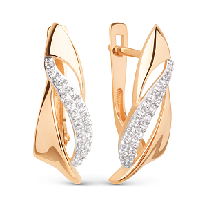 Серьги из красного золота с фианитами