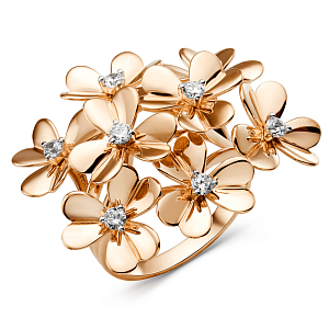 Кольцо из красного золота с фианитами