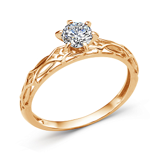 Кольцо из красного золота с фианитом