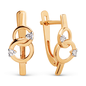 Серьги из красного золота с фианитами