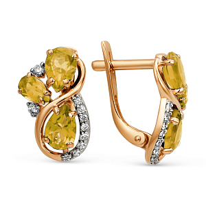 Серьги из красного золота с цитринами