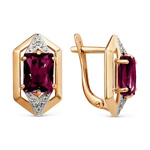 Серьги из красного золота с гранатами