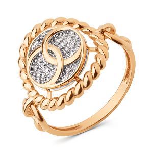 Кольцо из красного золота с фианитами