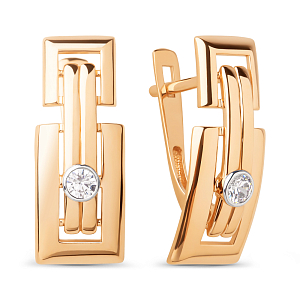 Серьги из красного золота с фианитами