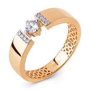 Кольцо из красного золота с фианитами