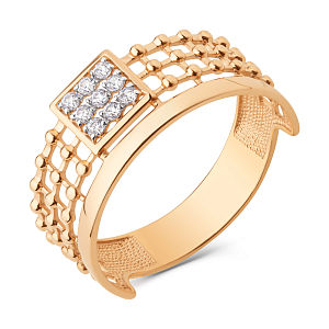 Кольцо из красного золота с фианитами