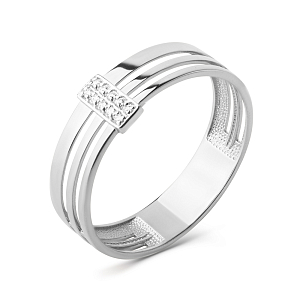 Кольцо из белого золота с фианитами