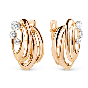 Серьги из красного золота с фианитами