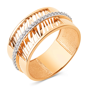 Кольцо из красного золота с фианитами