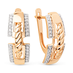 Серьги из красного золота с фианитами