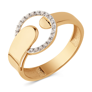 Кольцо из красного золота с фианитами