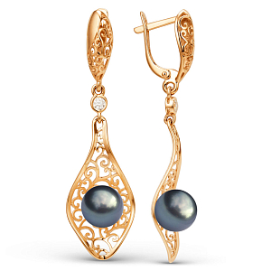 Серьги из красного золота с фианитами