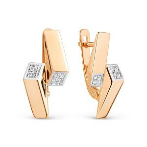 Серьги из красного золота с фианитами