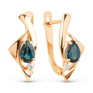 Серьги из красного золота с лондон топазами