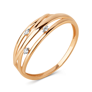 Кольцо из красного золота с фианитами