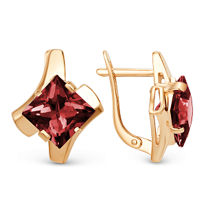 Серьги из красного золота с гранатами