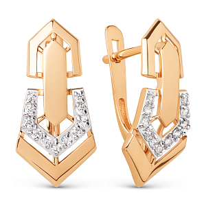 Серьги из красного золота с фианитами