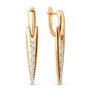 Серьги из красного золота с фианитами