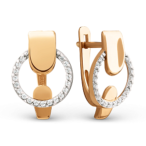 Серьги из красного золота с фианитами