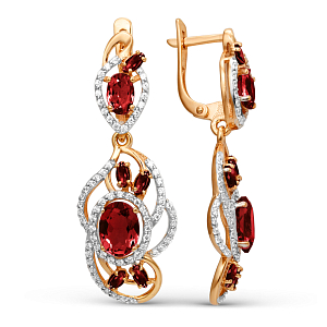 Серьги из красного золота с гранатами