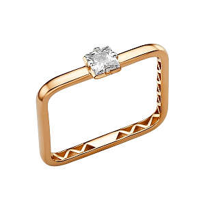 Кольцо из красного золота с фианитом