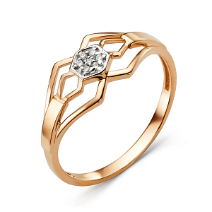 Кольцо из красного золота с фианитами