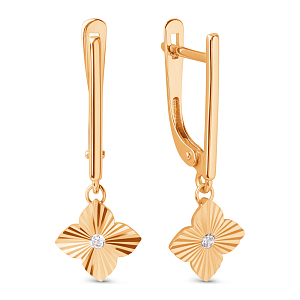 Серьги из красного золота с фианитами