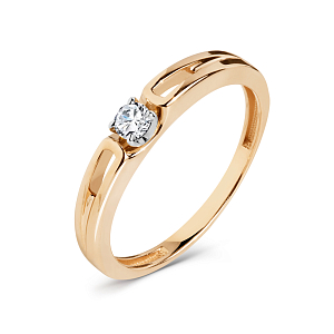 Кольцо из красного золота с фианитом