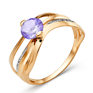 Кольцо из красного золота с аметистом