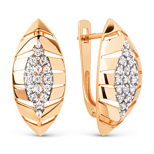 Серьги из красного золота с фианитами