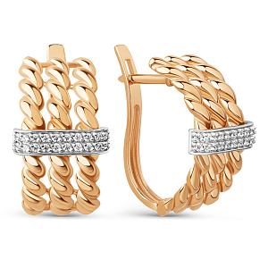 Серьги из красного золота с фианитами