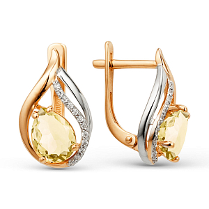 Серьги из красного золота с цитринами