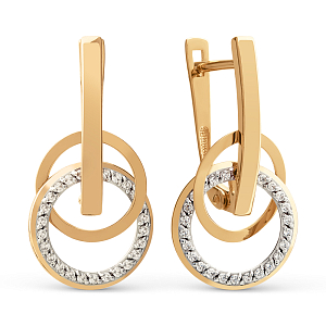 Серьги из красного золота с фианитами