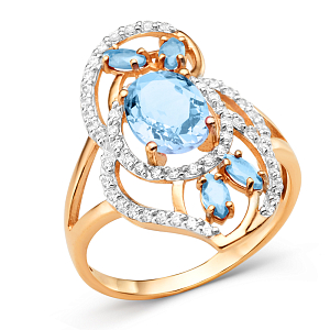 Кольцо из красного золота с swiss топазами