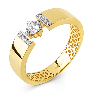 Кольцо из желтого золота с фианитами