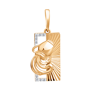 Подвеска из красного золота с фианитами