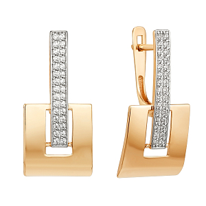 Серьги из красного золота с фианитами