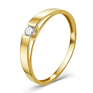 Кольцо из желтого золота с фианитом