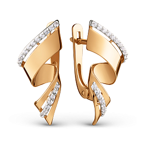 Серьги из красного золота с фианитами