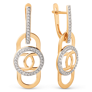 Серьги из красного золота с фианитами