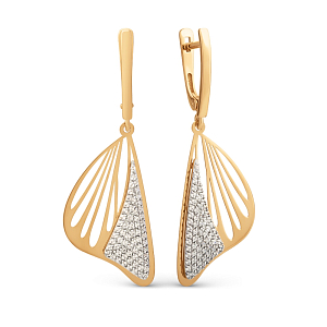 Серьги из красного золота с фианитами