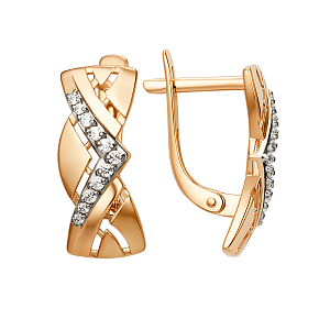 Серьги из красного золота с фианитами