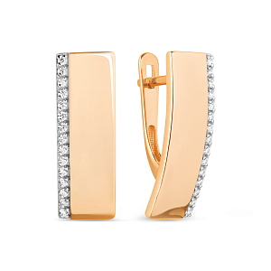 Серьги из красного золота с фианитами