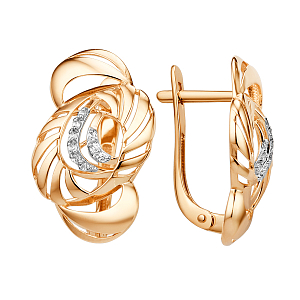 Серьги из красного золота с фианитами